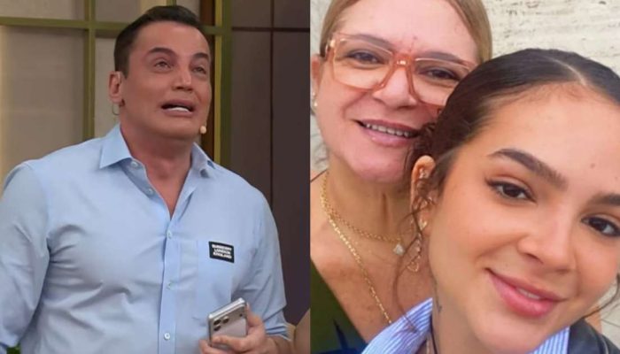 Leo Dias e Mel Maia com a mãe, Débora Maia (Reprodução/Band/Instagram) Foto: Contigo