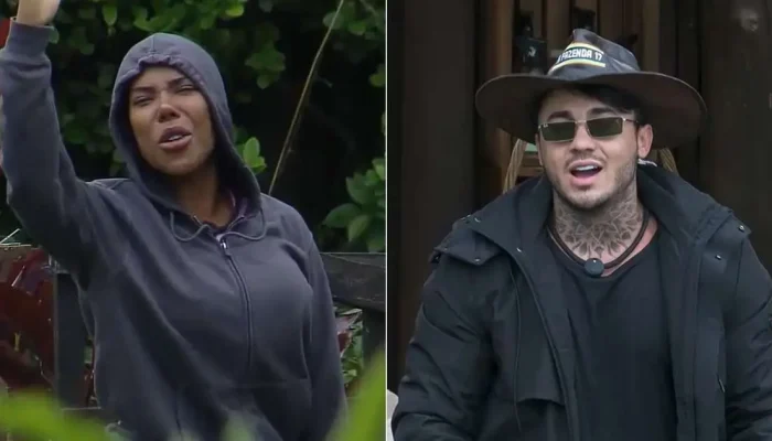 Carol joga cocô em Wallas Foto: Reprodução/RecordPlus